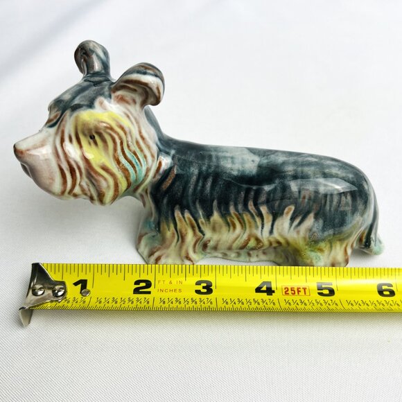 German Ceramic Dog Figurine Red Clay Multicolored Glaze Yorkshire Terrier - read - Picture 8 of 9